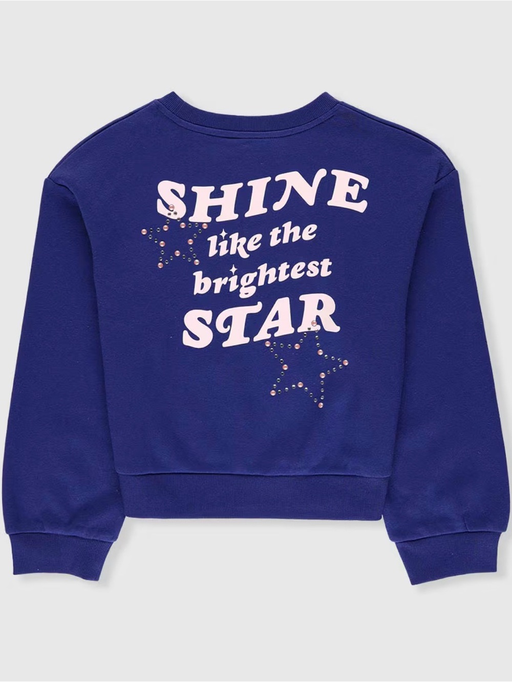 Blue Cat and Jack Girls' soft sweatshirt features rhinestones studded star